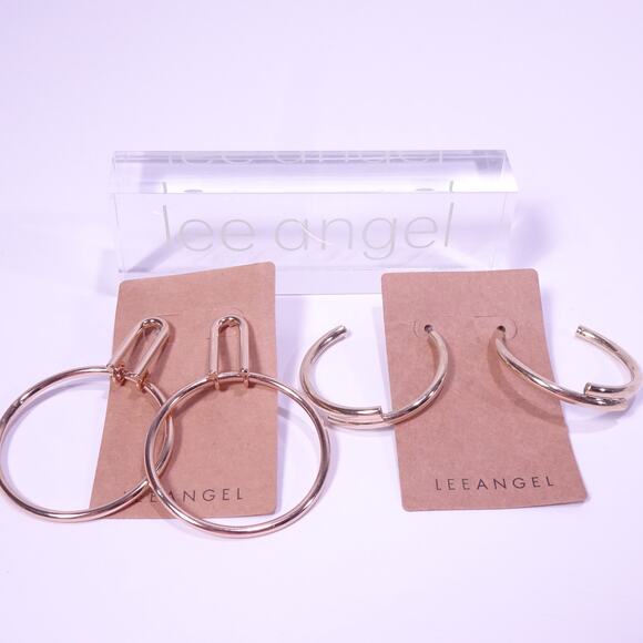 Lee Angel Women's Mixed Hoop Chunky Earrings Set of 2 Pair NWT 98 Ea - Picture 4 of 4